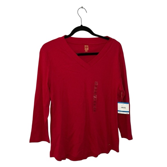 Anne Klein Sport Red V-Neck 3/4 Sleeve Top Women’s Size XL NWT - Picture 1 of 4